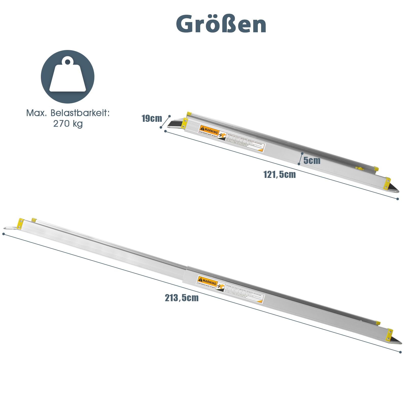 SOARS Rampa telescópica para silla de ruedas (2 unidades, 121,5 – 213,5 cm, aluminio antideslizante, soporta hasta 270 kg, rampa telescópica de carga, rampa de escalera, obstáculos)