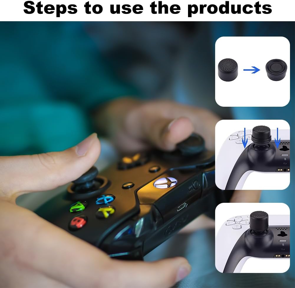 Grip Caps, Joystick Cap, Joystick Thumb Cap Accessories Cover, Analog Silicone Covers, Joystick Thumb Grip Cap, Silicone Thumb Stick Grip Cap, PS4 Joystick Set, 8PC