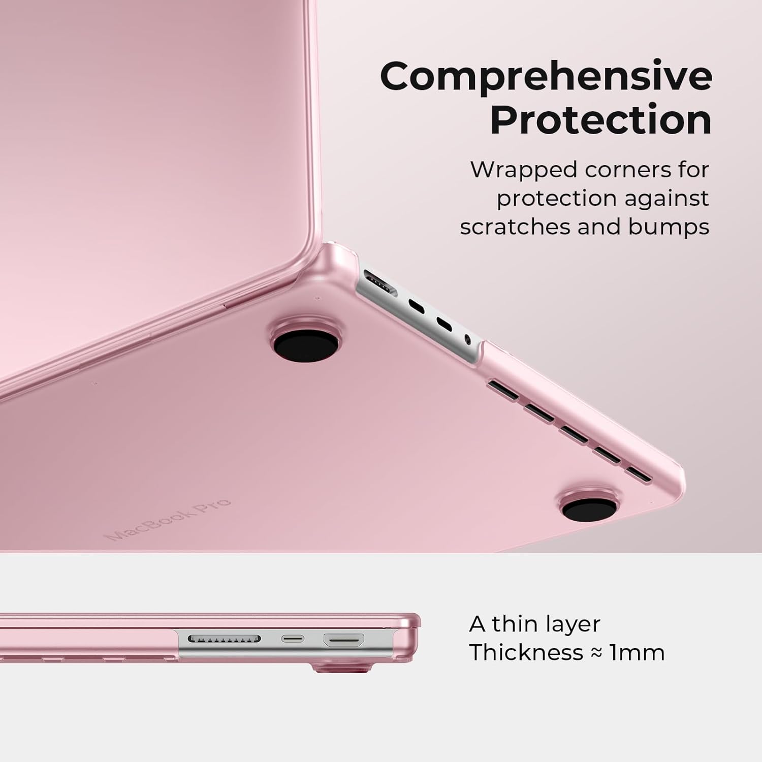 EooCoo Case Compatible with MacBook Pro 14 inch M5 2026 2025-2021 M4 M3 M2 M1 Pro/Max Chip, Matte Pink Hard Shell Scratch Resistant Laptop Protective Cover Case, Pink - Image 3