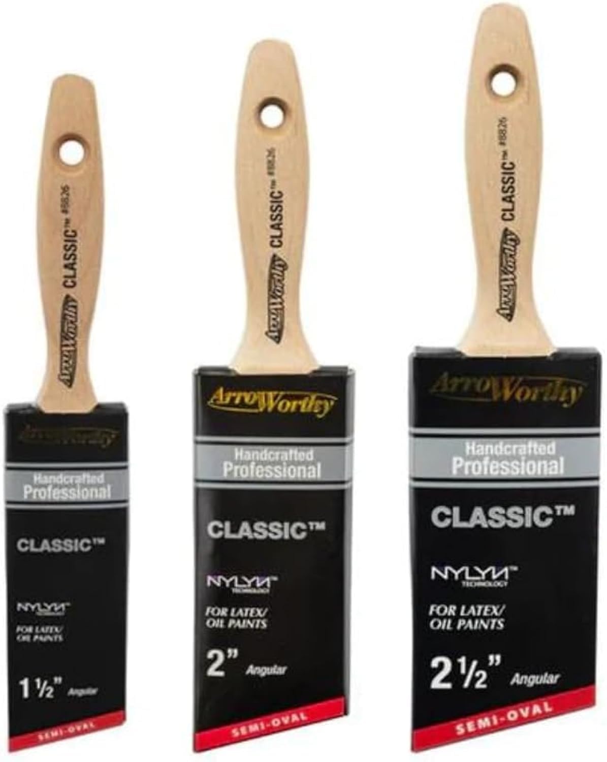 Gripper Cloth Beige Arroworthy 8826 Paint Brush Boxset 3Pk Contains:1.5",2",2.5"