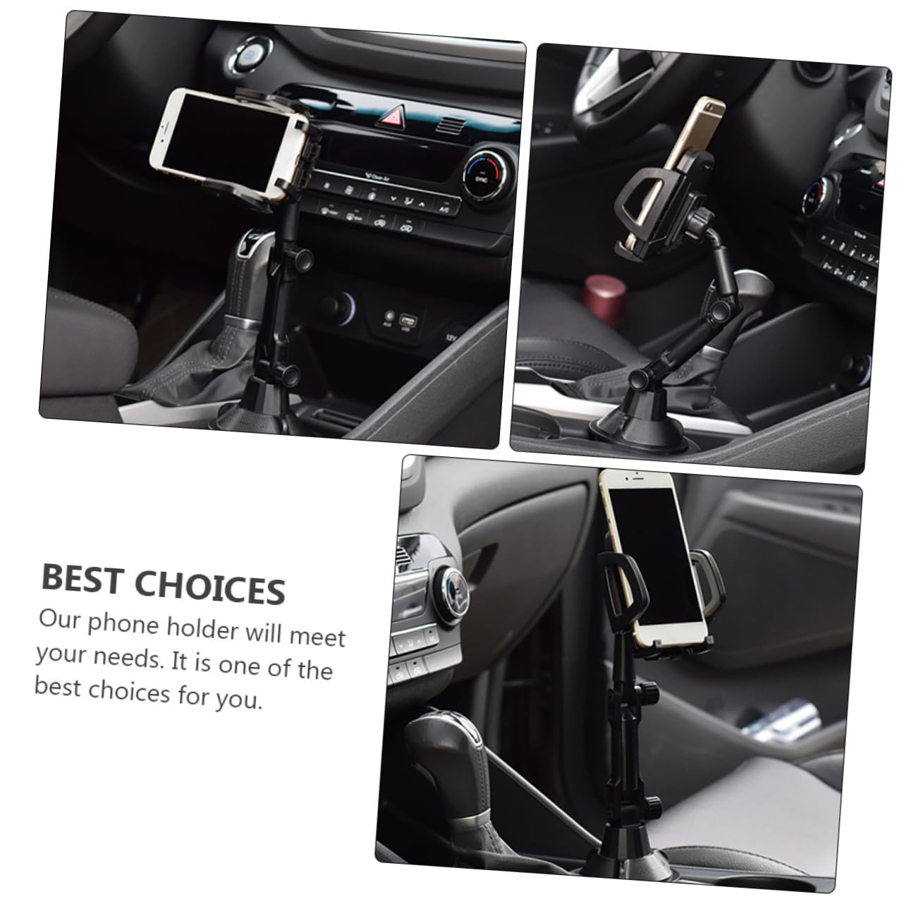 Toddmomy Porta Tazza per Auto Regolabile in Plastica Nero Supporto Cellulare Leggero e Angoli di Visualizzazione Regolabili per Smartphone in Auto