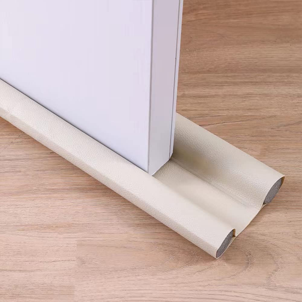 Under Door Draft Blocke, Weather Stripping Noise Blocker, Adjustable Under Door Draft Blocker Reduce Cold Air, Light, Odor, Soundproof Door Blocker for Bottom of Door Fit (White)