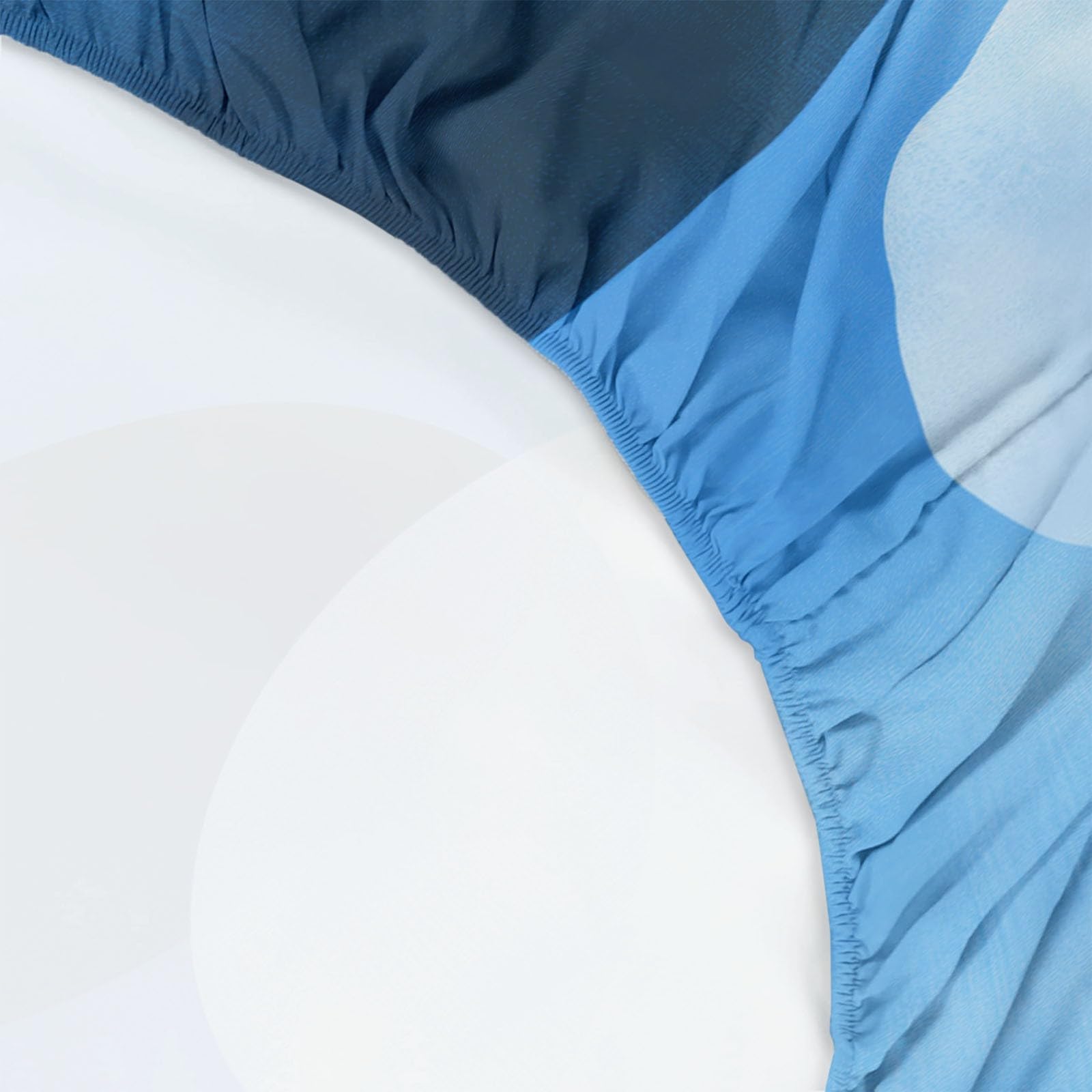 Niebieskie prześcieradło z gumką 90 x 190 cm Minimalistyczne okrągłe geometryczne wzory, miękkie i można prać w pralce elastyczne prześcieradło pod narożnikami do wysokości materaca do 30 cm