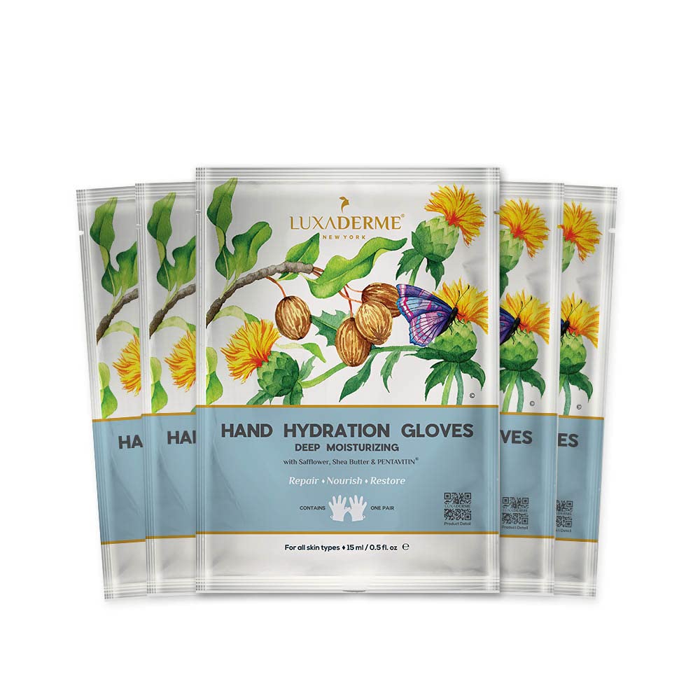 LuxaDermeHand Hydration Gloves | Deep Moisturising Gloves | Long Lasting Hydration | Evens Out Skin Tone | Nourishes Nails & Cuticles (Pack of 5)