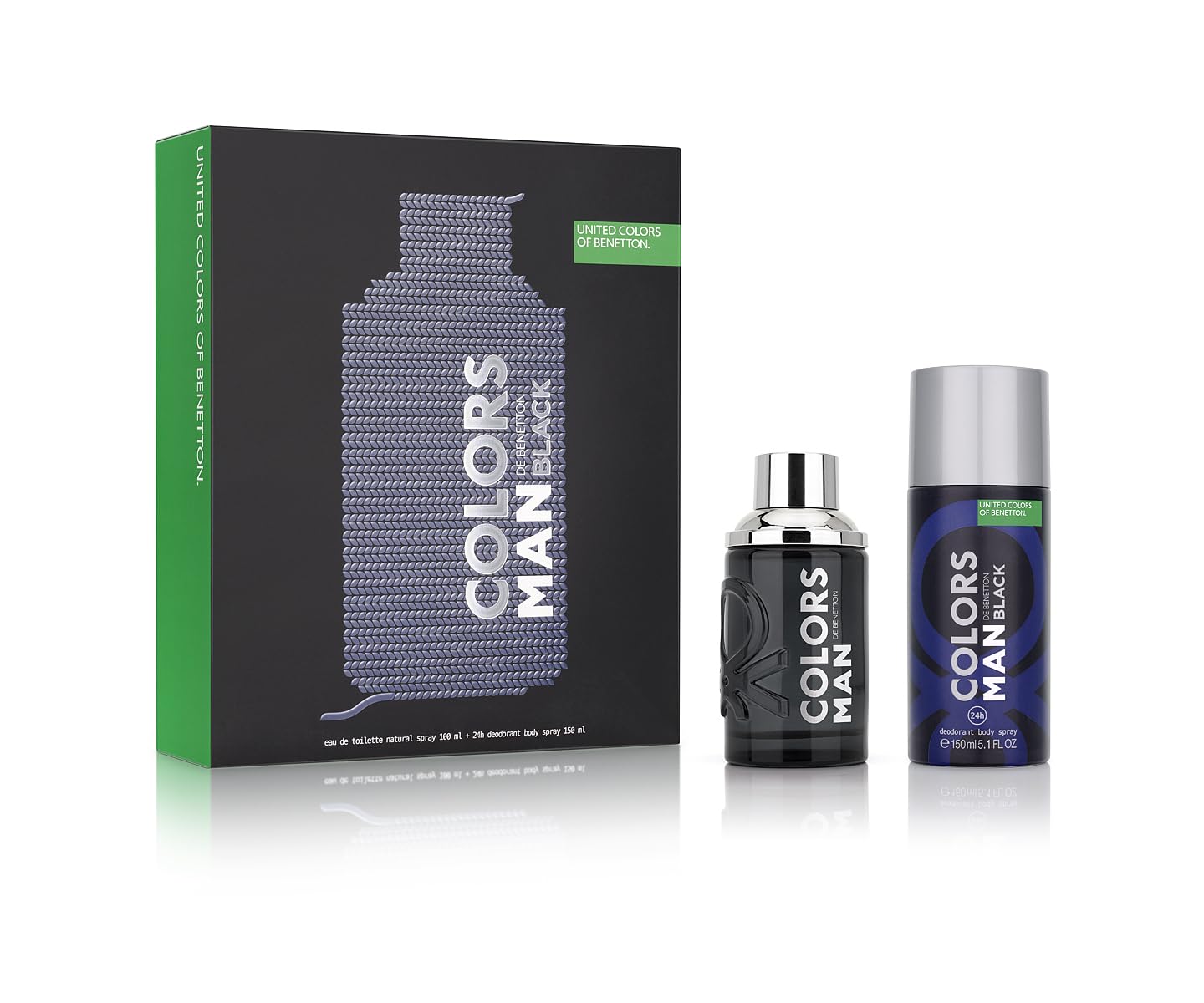 United Colors of BenettonBenetton - Black from United Colors EDT 100 ml + Deodorant 150 ml - Long Lasting - Young, Modern and Casual Fragrance - Amber Woody, Citrus and Vanilla Notes- Ideal for Day Wear