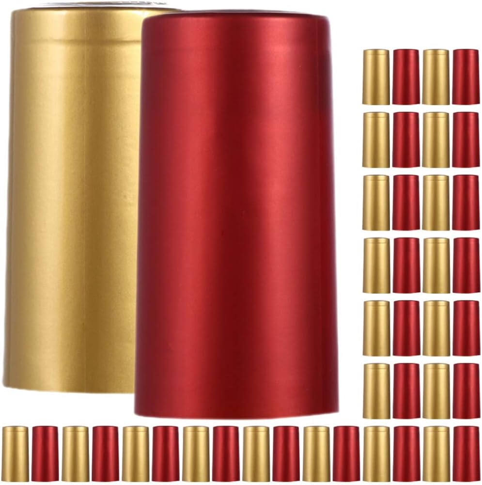 NUOBESTY Heat Shrink Caps for Wine Bottles 100 Pcs Flexible Pvc Sealing Film Fits 1.30In Mouth Diameter Wine Bottle Shrink Sleeves for Home Cellars Diy Bottling and Preservation
