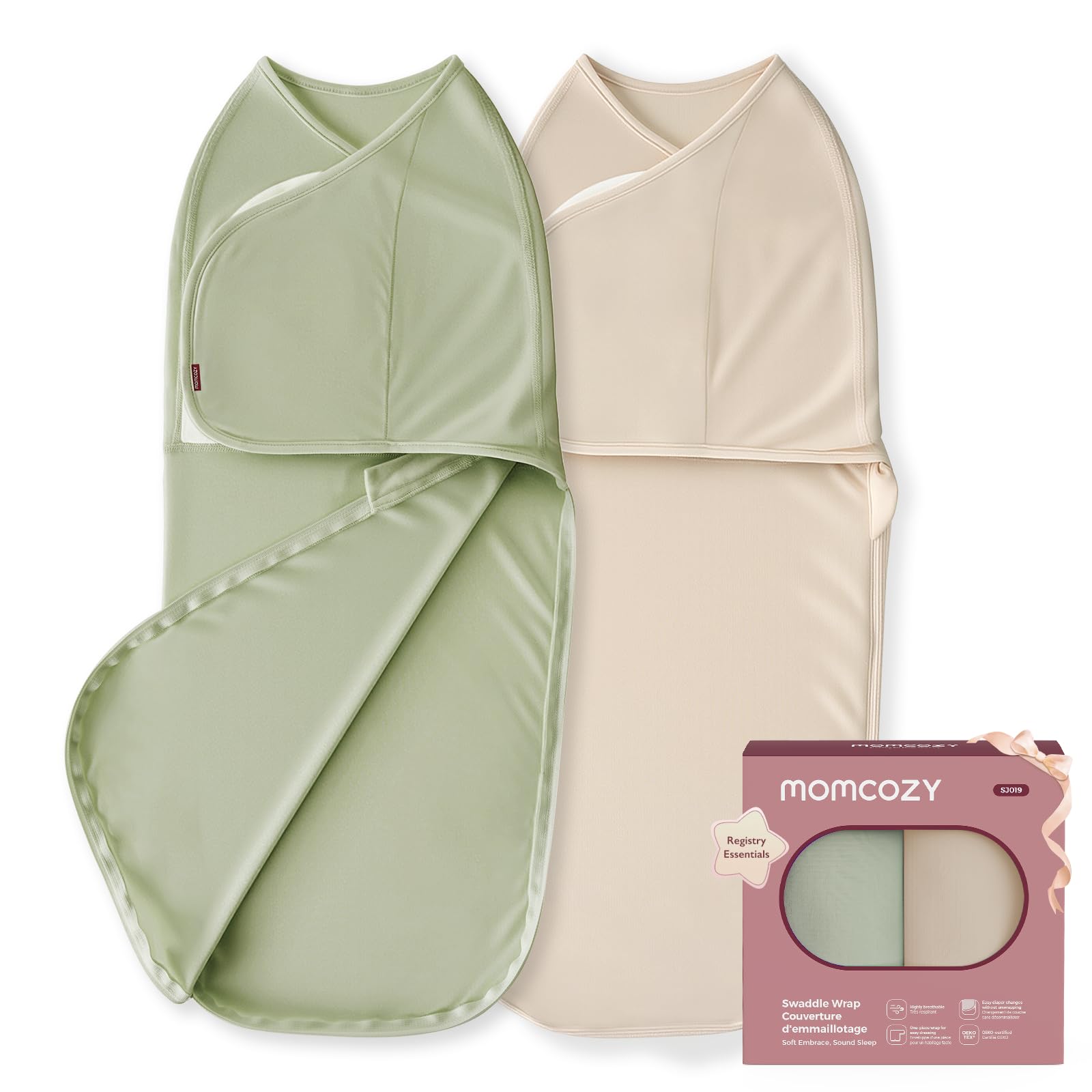 momcozy Swaddles for Newborns 0-3 Months, Quiet Fastener Swaddle Wrap, Easy for New Parents, Reduces Startle Reflex, 2-Pack, Bloom — view 15
