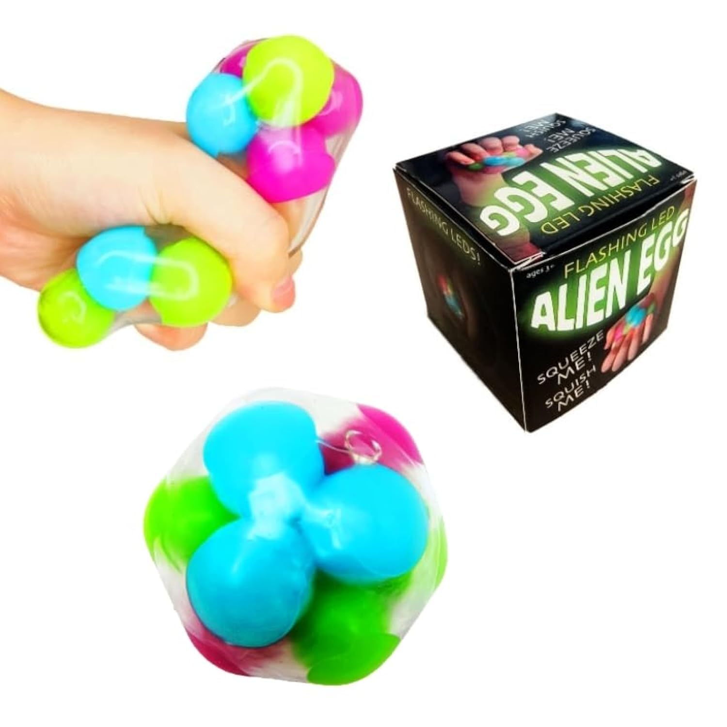 Cool Builders Squishy Flashing Alien Egg Glow in The Dark Stress Ball - Anti Stress Sensory Ball and Concentration