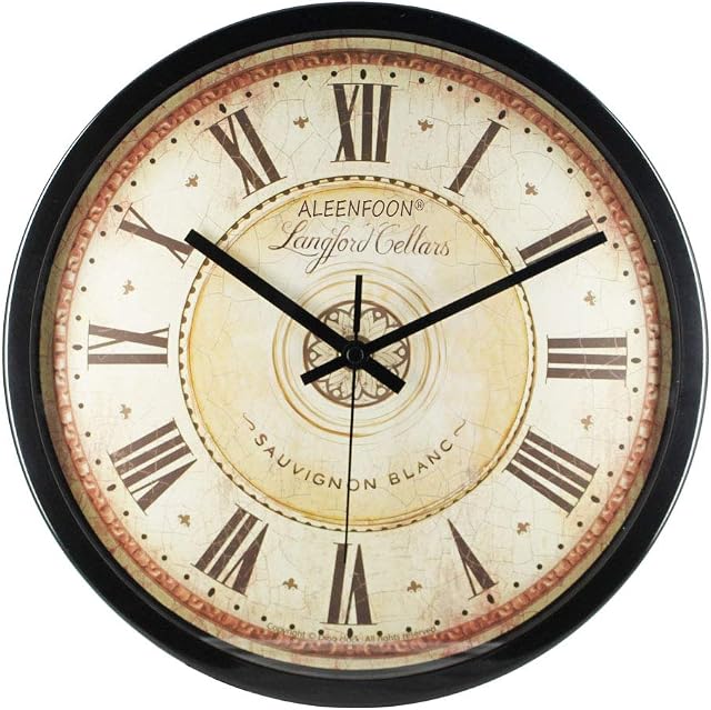 ALEENFOON 12 inch Quartz Retro Wall Clock 30cm Metal Shell Silent Non-ticking Vintage with Roman Numerals Wall Clocks for Living Room Bedrooms Office School