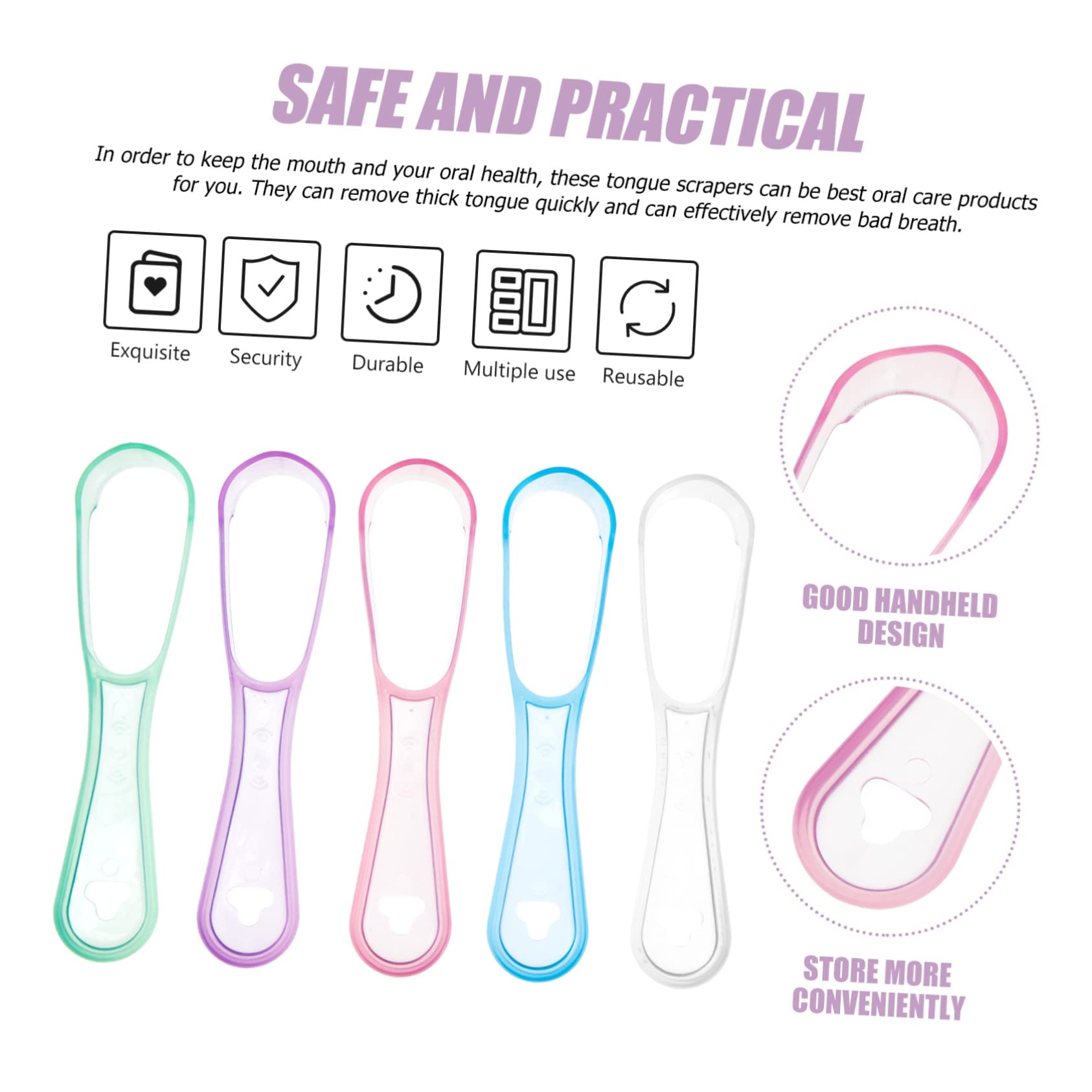 Mobestech 60pezzi Raschietti Per Adulti Strumenti Della Lingua Per Orale Pz Colori Trasparenti e Pulisci Lingua Per Fresco e Salute Orale
