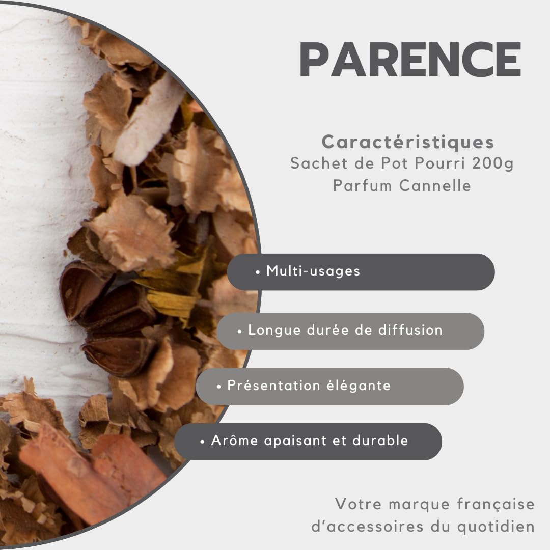 PARENCE.- Sacchetto Pot-pourri 140g gusto cannella - decorazione e fragranza per la casa, naturale, versatile - cannella, 140g