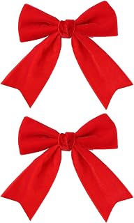 Red Velvet Hair Bows Clips 4" Cute Valentines Back School Christmas New Year Alligator Barrettes Hairpins Gift Accessory for Kids Toddler Teen Girls Women Headdress