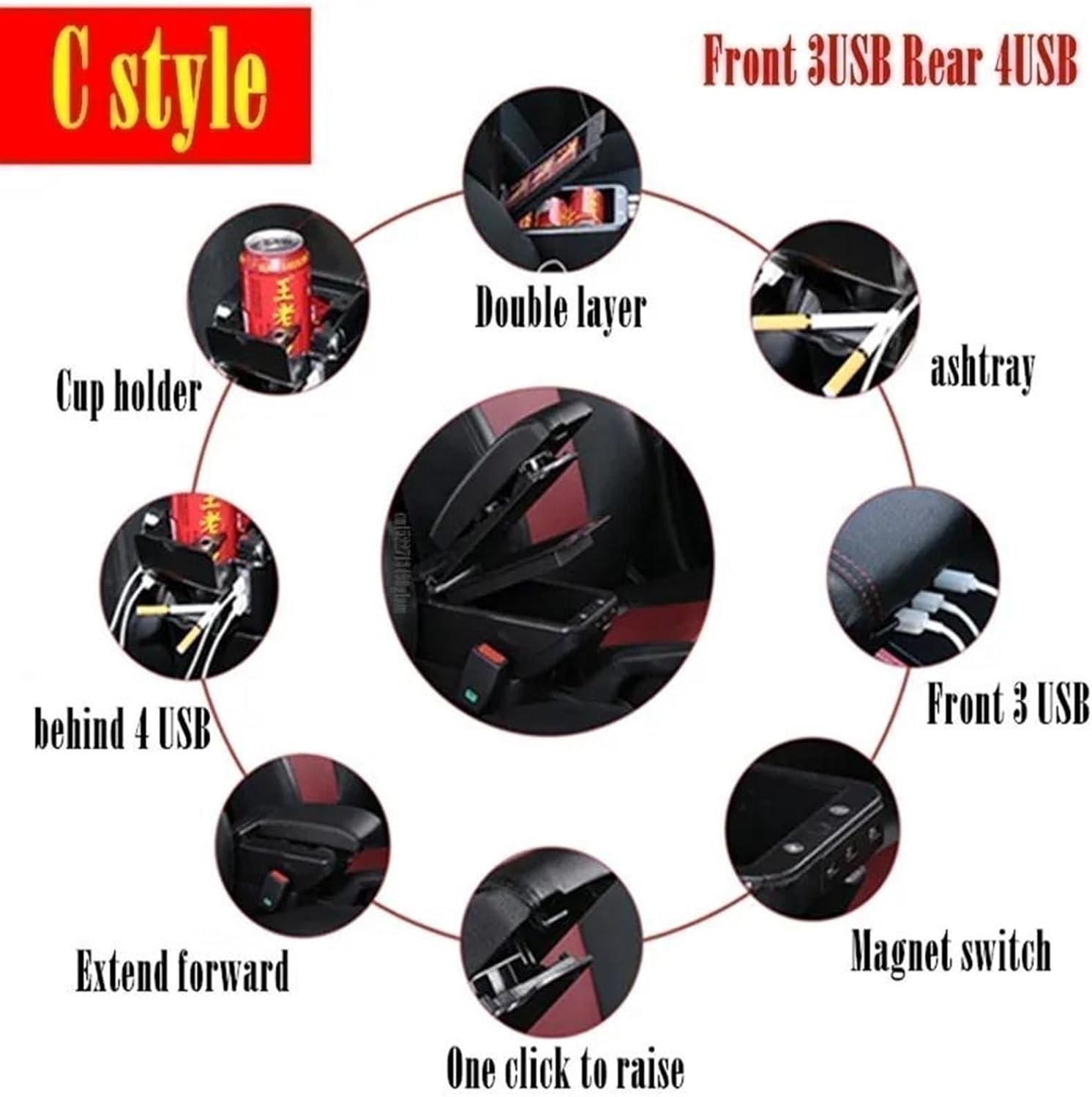 直営店☆MObyat☆センターコンソールアームレスト Compatible With Citigo For UP アームレストボックスインテリア部品特別な