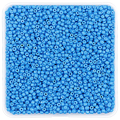 Auvoau 3mm Glass Seed Seed Beads Opaque Blue About 5000pcs/150Grams 8/0 Small Craft Beads for DIY Bracelet Necklaces Craft Jewelry Making Supplies