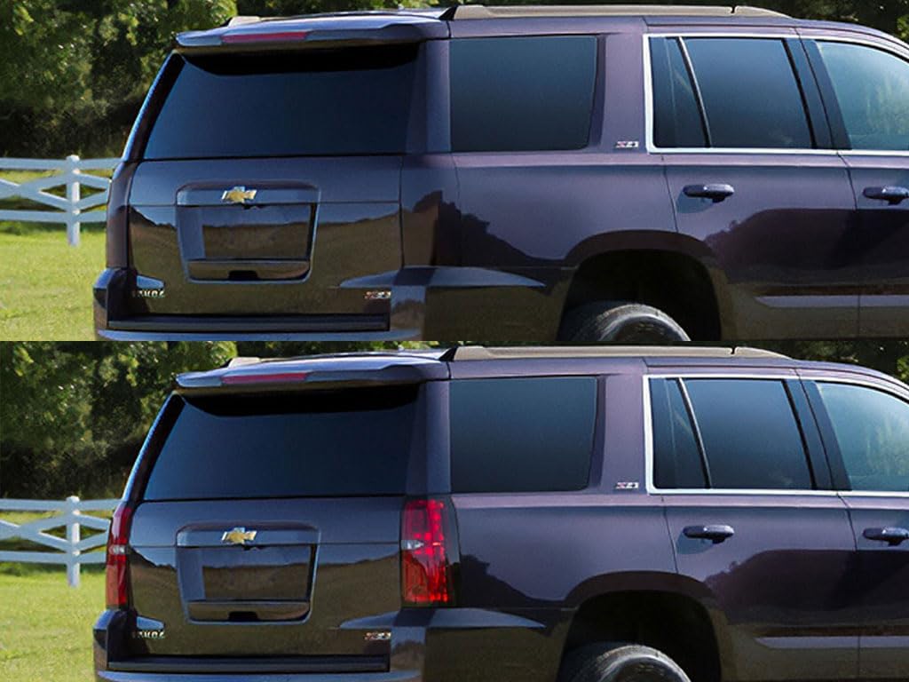 Rvinyl Tail Light Pre Cut Film Tint Cover Kit in Smoke Compatible with Chevrolet Tahoe 2015-2020 - Adhesive Backs