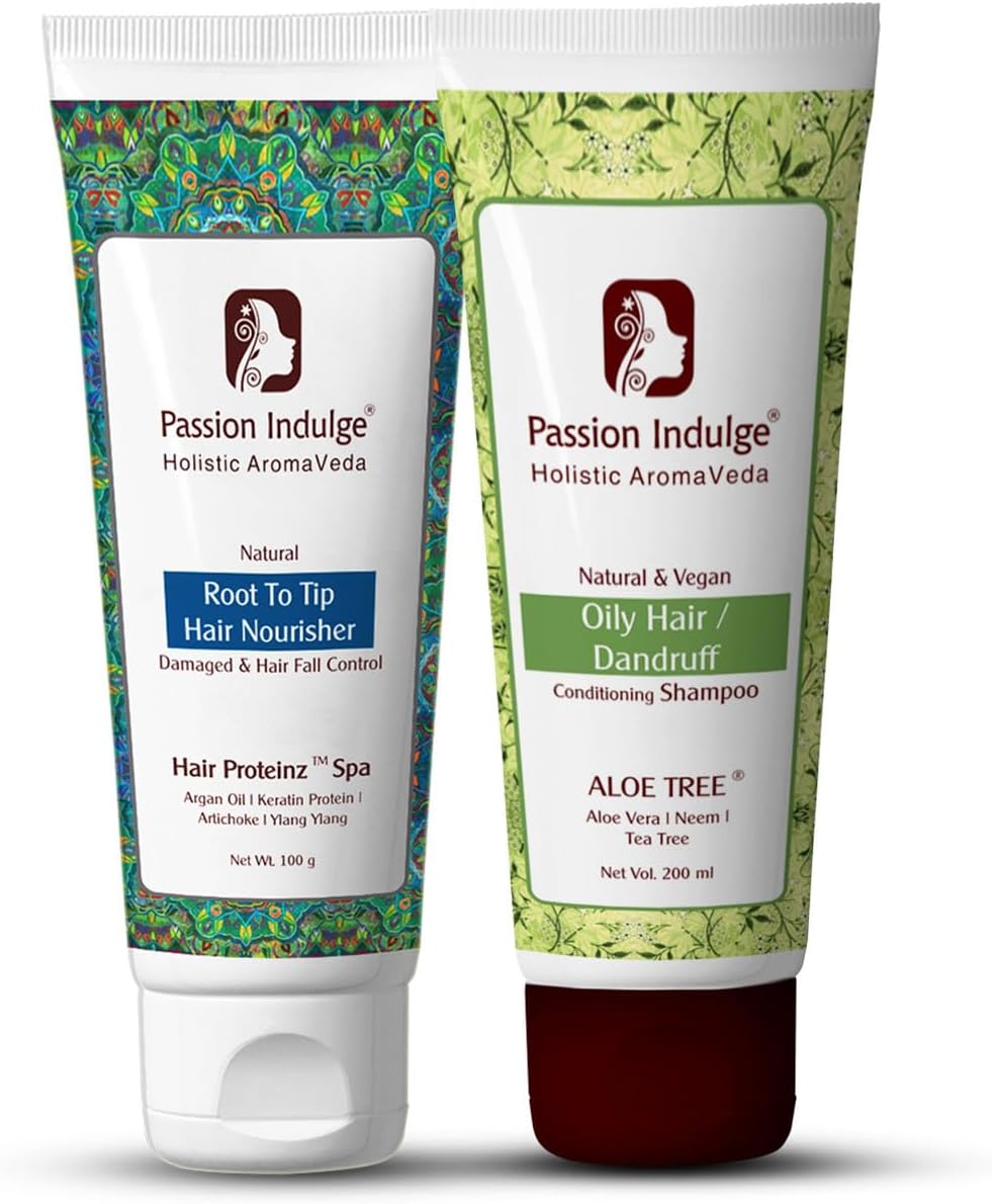Aloe Tree 2 in 1 Conditioning Shampoo 200ml & Hair Proteinz Spa Inbuilt Protein Booster 100gm Combo Pack For Nutrition for Hair | Repair Damaged Hair | Anti Dandruff With Aloe Vera & Argan Oil | Natural & Vegan