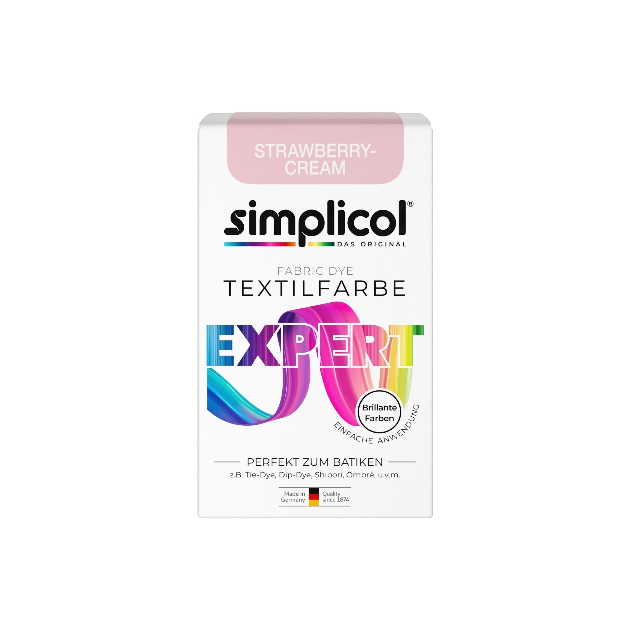 simplicol Textilfarbe expert Strawberry-Cream | Perfekt zum Batiken und für kreative DIY-Projekte | Einfache Anwendung | Farbpulver | 150 g