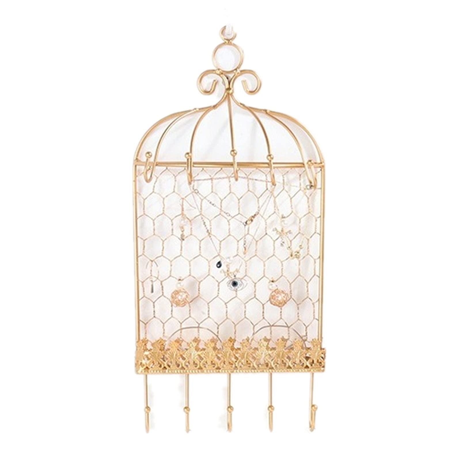 Organizador de joyas creativo para colgar en forma de torre, de hierro forjado dorado, de lujo, para habitación de niña, para escritorio, para colgar pendientes, soporte de exhibición, cajas de j