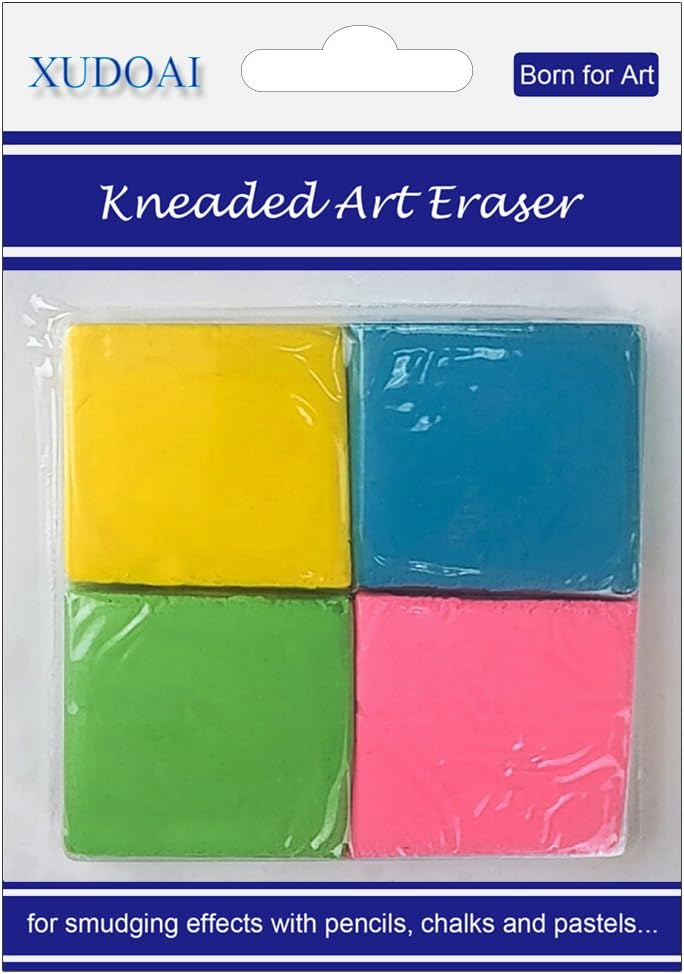 Kneaded Art Eraser, XUDOAI Drawing Eraser, Soft Durable Sketch Putty Rubber, Art Rubber Eraser Set (4 pcs)