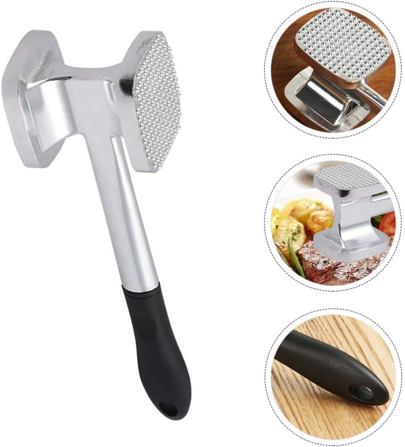 Cabilock Double-sided Aluminum Alloy Meat Tenderizer Hammer Beef Pounder for Home Restaurant Hotel Use Easy to Store Suspension Kitchen Tool
