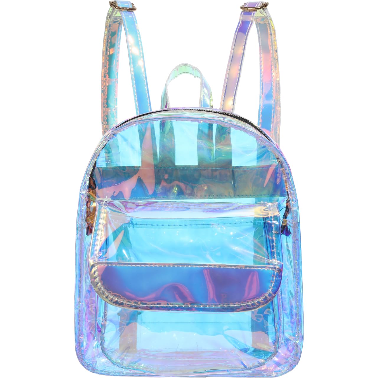 ciieeo Holographic Transparent Mini Backpack for Women & Girls, Laser Clear Pvc Shoulder Bag, Cute Korean Style School Daypack for Travel Festival Concert, Iridescent Blue-picture-34
