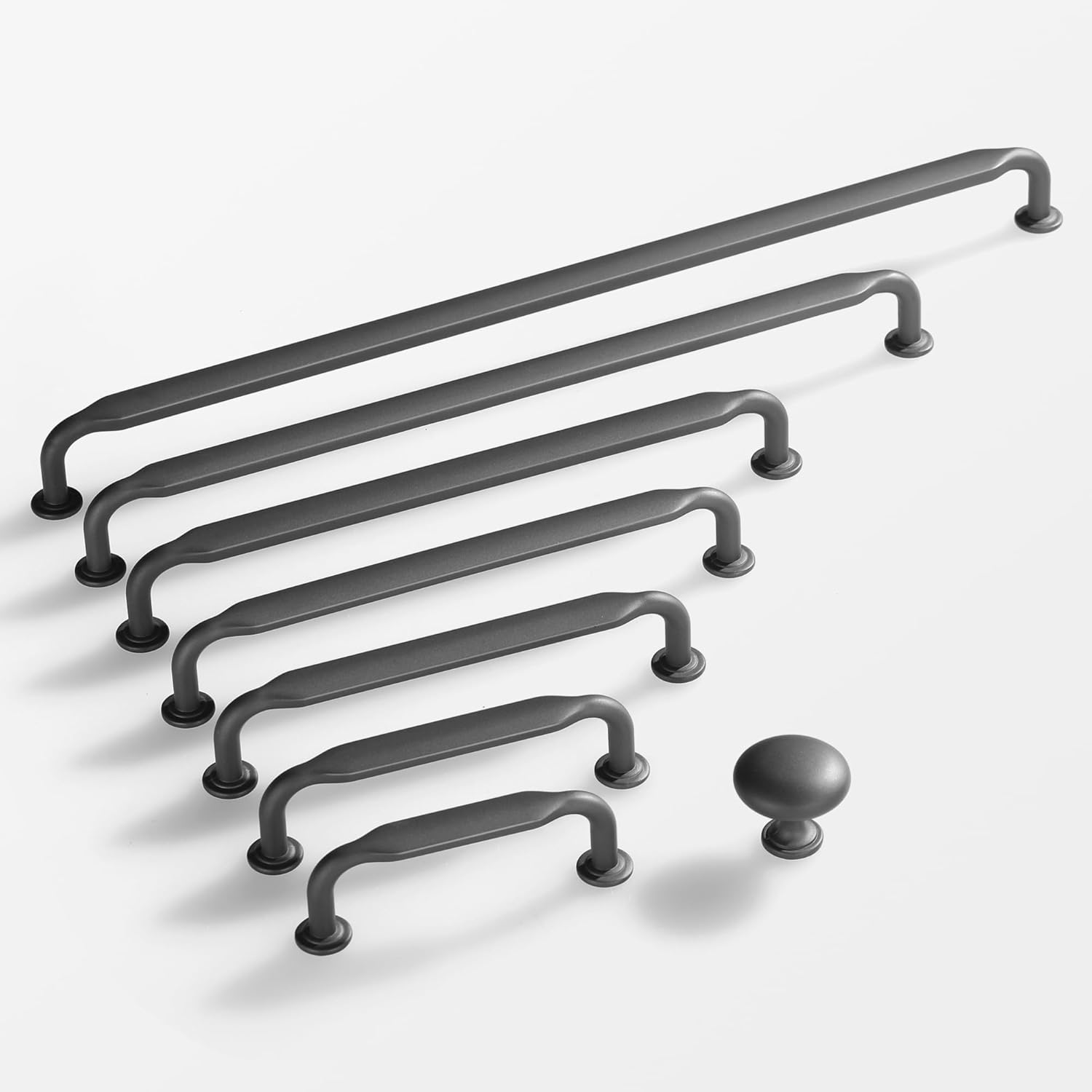 Lardmon 10 Pack Dark Gunmetal Gray Modern Cabinet Pulls 6.3 Inch(160mm) Hole Center Kitchen Cabinet Handles Solid Drawer Pulls Heavy Duty Zinc Alloy Kitchen Hardware, 6.9 Inch(175mm) Total Length