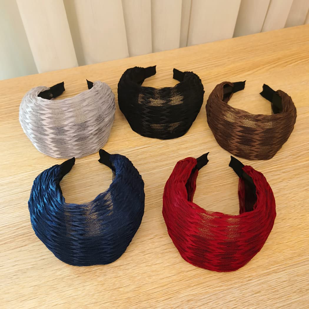 Serre-tête femme large en dentelle, bandeau uni, accessoire cheveux léger et agréable à porter, assorti à de nombreuses tenues, couleurs de cheveux et coiffures, pour le quotidien et les soirées