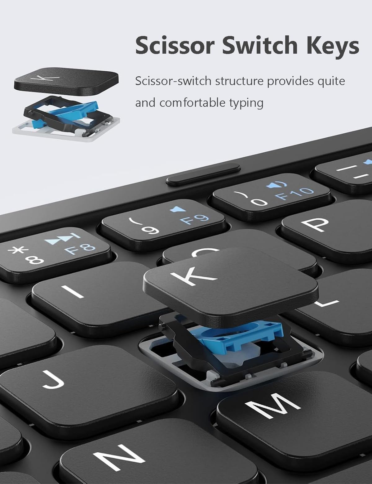 zenrich Tastiera Bluetooth pieghevole con touchpad/tastierino numerico/supporto, tastiera wireless pieghevole portatile da viaggio per Android iOS Windows Tablet Smartphone (sincronizzazione fino a 3