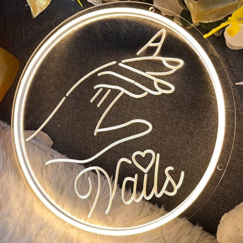 Image of NAILS Neon Sign For Spa Beauty Room Nail Brows Lashed Salon Studio 3D Art Carving Design LED Wall Decor Business Stores Logo Barber Shop Word Indoor Custom Neon Light 5V USB Powered Warm White 30x30cm