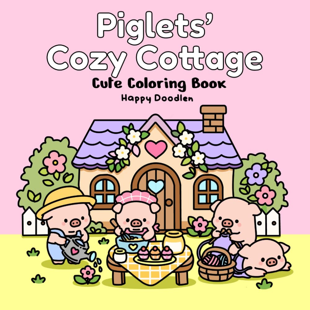 Piglets’ Cozy Cottage: Cute Coloring Book (Cozy Piglets)
