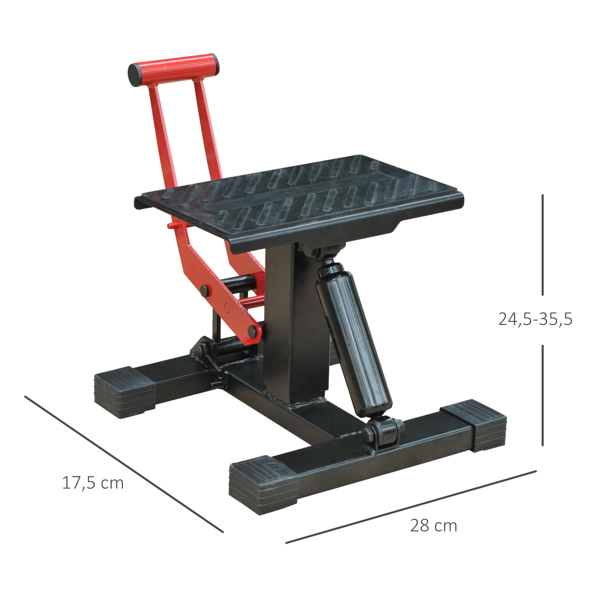 HOMCOM Uniwersalny uchwyt motocyklowy regulowany podnośnik hydrauliczny 150 kg | Stojak motocrossowy, amortyzator, podnośnik motocykla