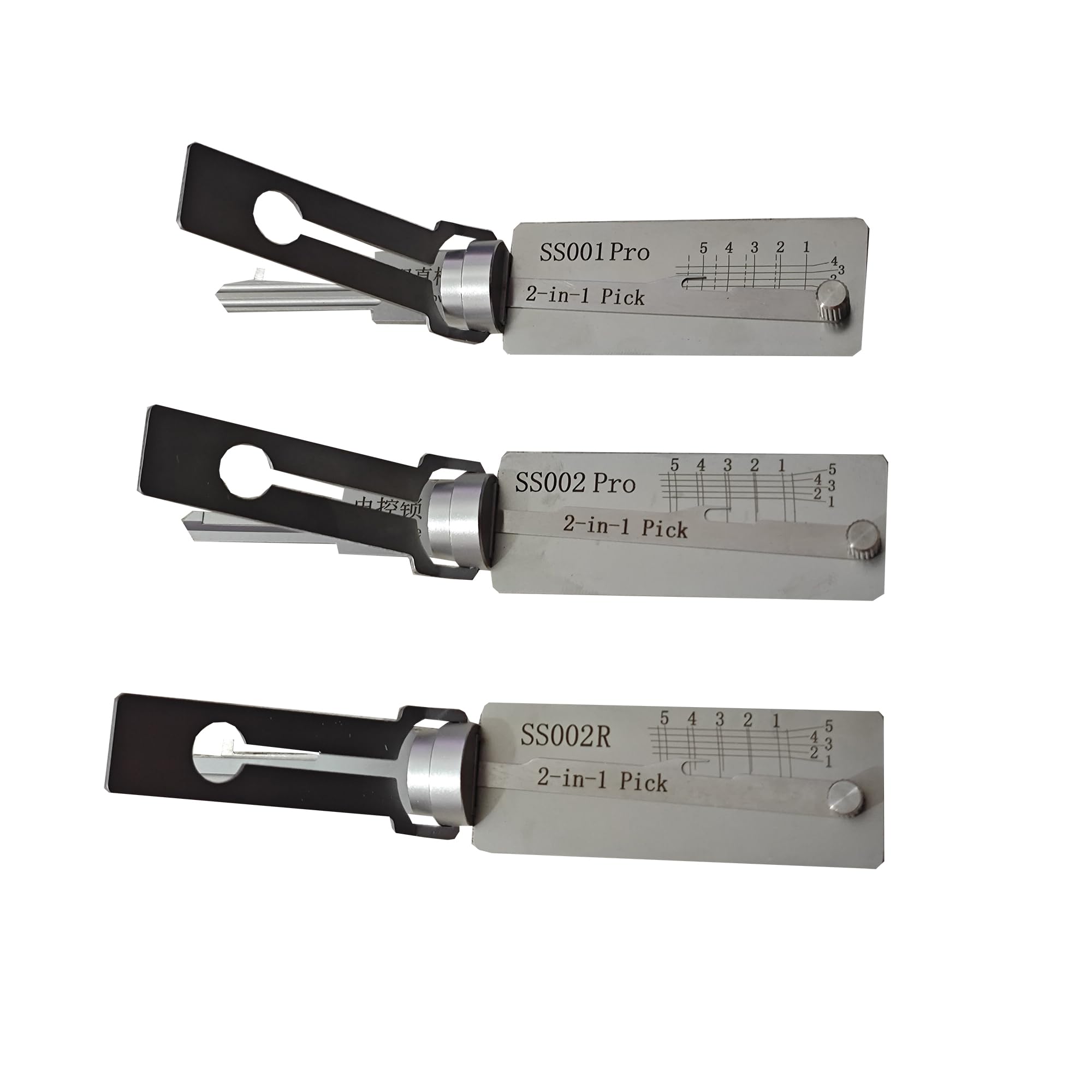 3 piezas SS001 SS002 SS002 SS002R Herramienta de selección y decodificador para cerradura de puerta civil, herramientas profesionales de cerrajería, abridor rápido