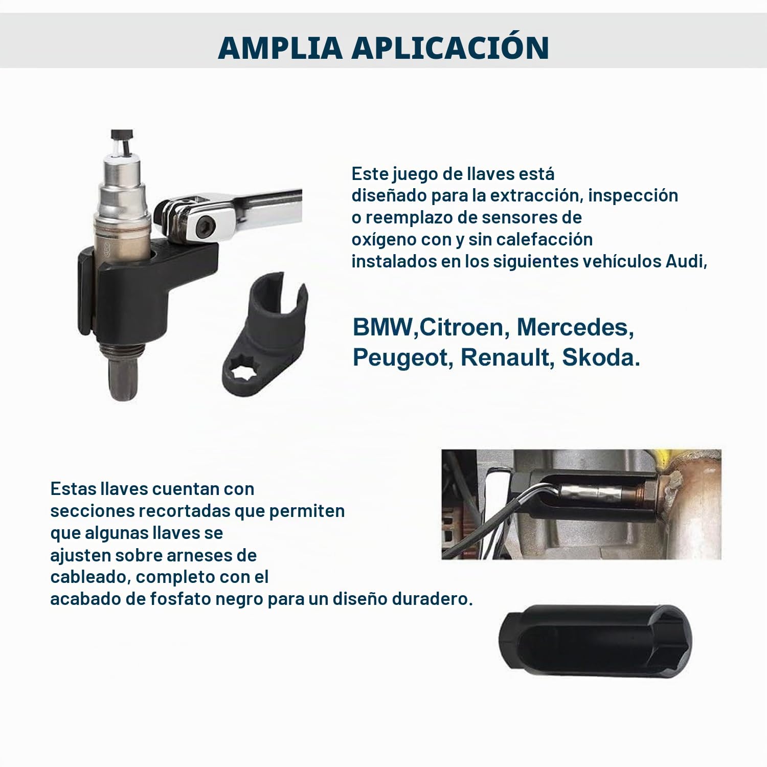 Llaves Sonda Lambda, 22mm 27mm 29mm Vaso Sonda Lambda, Llave de Vaso Para Sondas Lambda (10 piezas)