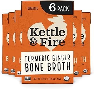 Kettle and Fire Turmeric Ginger Chicken Bone Broth, Keto, Paleo, and Whole 30 Approved, Gluten Free, High in Protein and C...