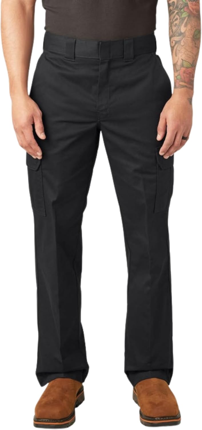 Dickies Occupational Workwear LP337BK Cotton Relaxed Fit Men's Industrial Cargo Pant with Straight Leg, Black