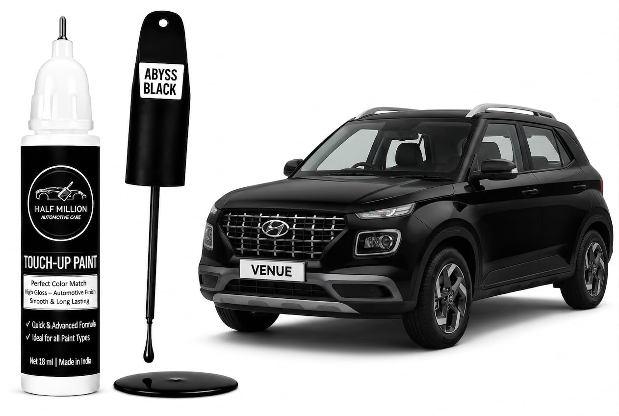half million® car touch up paint pen for hyundai venue abyss black pearl (a2b) | factory color matched 2k paint technology | car scratch remover & paint chip repair | quick dry formula | rust protection | 18ml
