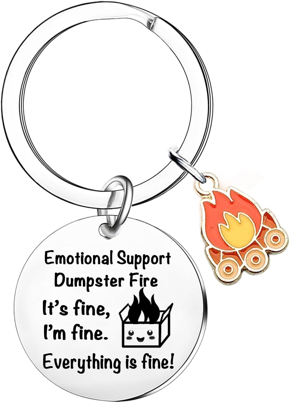 Emotional Support Dumpster Fire Gift Dumpster Fire Keyring Funny Inspirational Gifts For Daughter Christmas Birthday Gifts Good Luck Cheer Up Gifts Positive Gifts For Friends Coworkers Leaving Gift