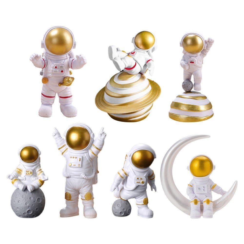 Estatua De Estatuilla De Astronauta, 7 Piezas De Escultura De De Astronauta para Decoración De Escritorio, Adorno De Escritorio De Planeta Espacial para Decoración Temática