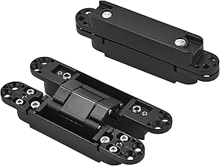 6inch Hidden Door Hinges Invisible Hinges Concealed Hinges Zinc Alloy 180 Degree Heavy Duty Swing Hinge 3 Way Adjustable Butt Hinge (Black Pack of 2)