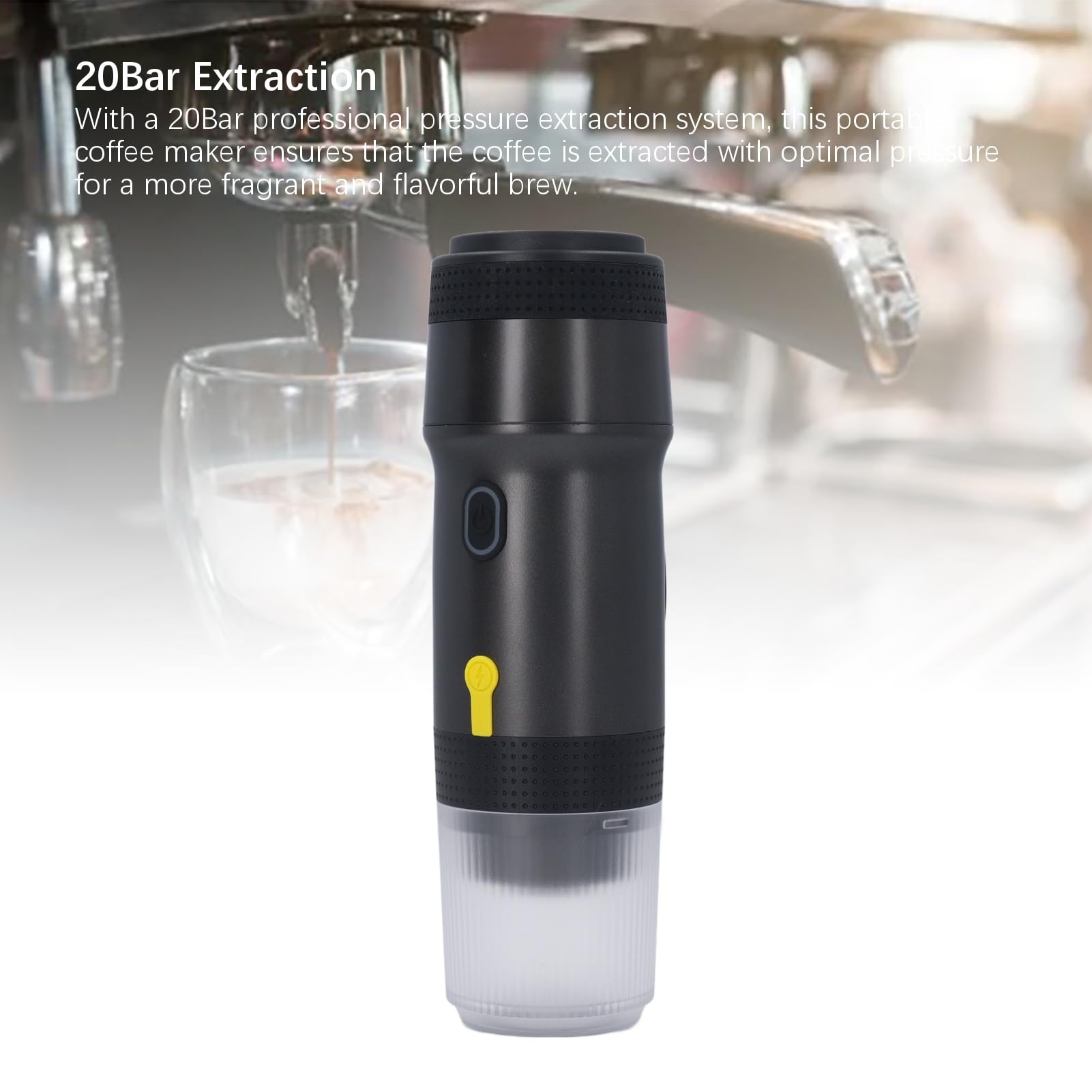 Yunir Macchina per caffè Espresso Elettrica Portatile, Caffettiera da Viaggio con Riscaldamento Rapido Senza Fili per Campeggio, Caffettiera per Auto per Escursionismo,