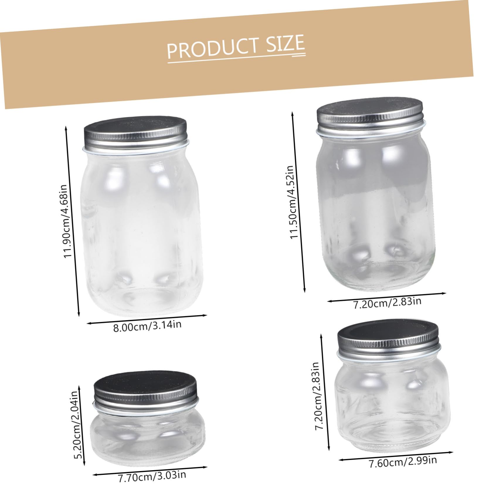 Mobestech 4piezas Frascos De Transparente Cierre Hermético Para Mermelada De Frutas Almacenamiento De Alimentos El Hogar Para Miel Exfoliante De Azúcar y Conservas