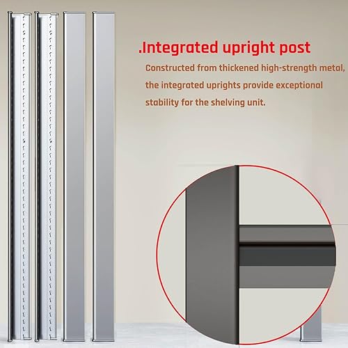 Miniatura 6 de Estantería de garaje resistente de 68 pulgadas de ancho, estantes de almacenamiento profundo de 4 niveles, estantes de garaje de metal negro,