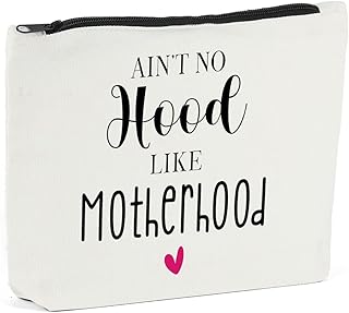 New Mom Gifts for Women Motherhood Makeup Bag Pregnancy Gifts for First Time Moms Mothers Day Gifts for New Mom Motherhood Gifts Mama Mommy Gift for Birthday Christmas Ain't No Hood Like Motherhood