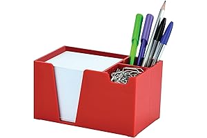 Acrimet Red Pen Holder: A Plastic Organizer with Solid Color and Paper Storage