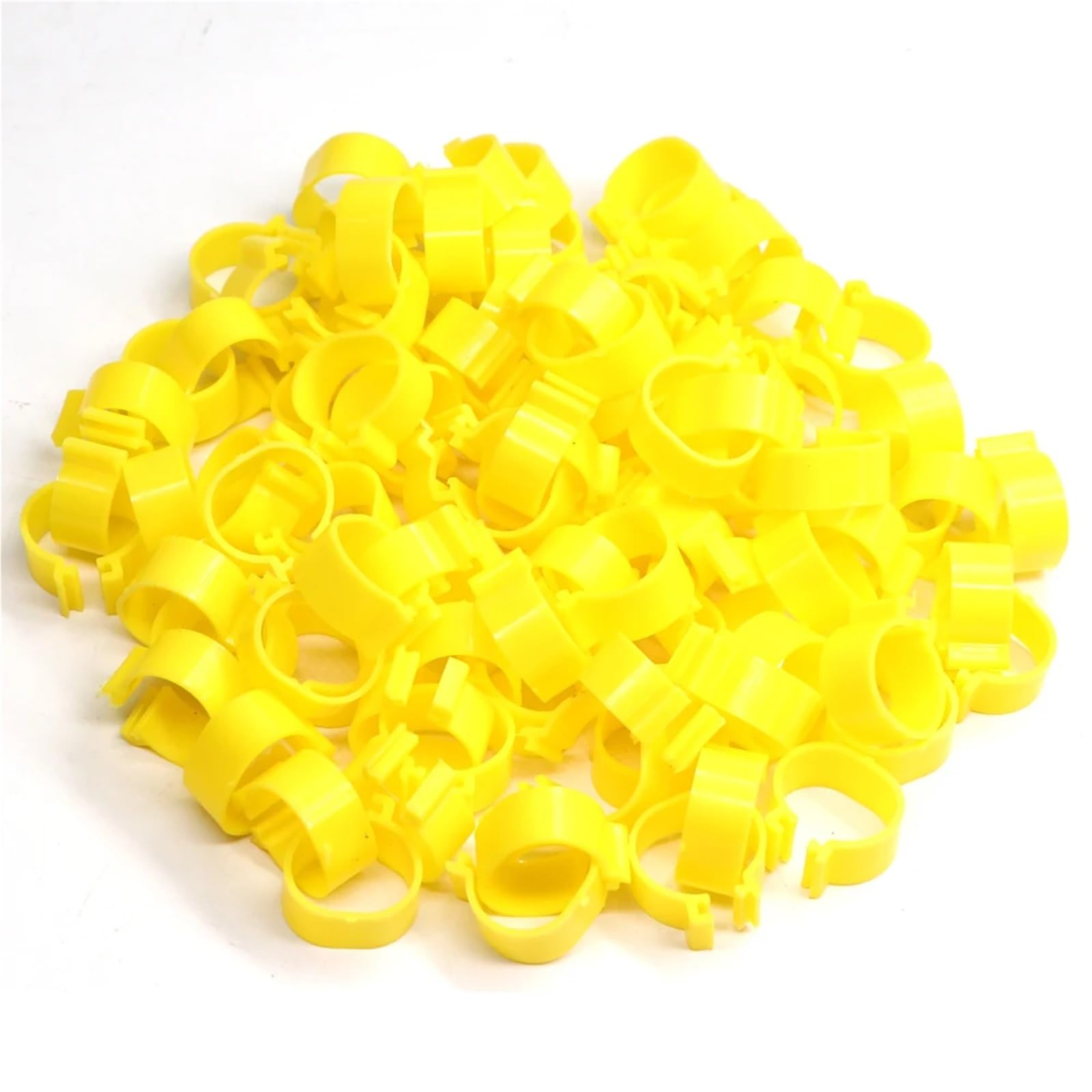 Chicken Inner Diameter 16/18/20/25mm Foot Ring Without Text Label Buckle Poultry Leg Chick Duck Goose Animal Identification Tool for Easy Flock Management(Yellow 100PCS,25mm)