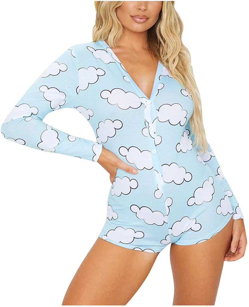 Skinny Jumpsuits for Women Stylish Print Long Sleeve Hip