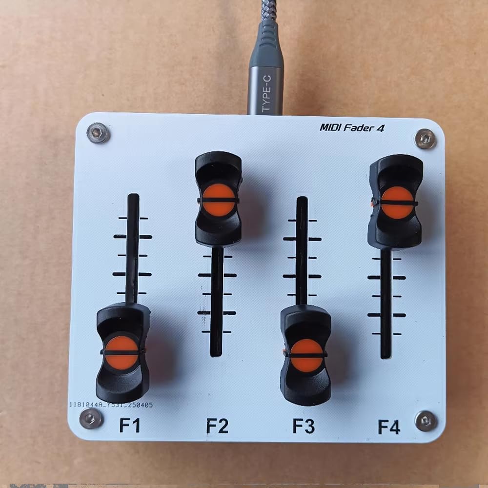 Toplionace Fader MIDI 4 Canaux 42mm, Contrôle CC Personnalisé avec Interface USB pour Logiciel Daw Musical