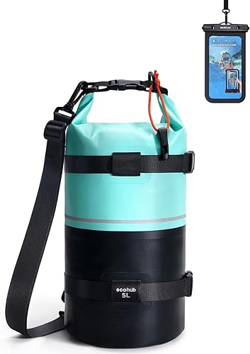 ECOHUB Bolsa seca impermeable para mujeres y hombres, 5L10L20L Roll Top Bolsa de almacenamiento ligera en seco Mochila para viajes, kayak,