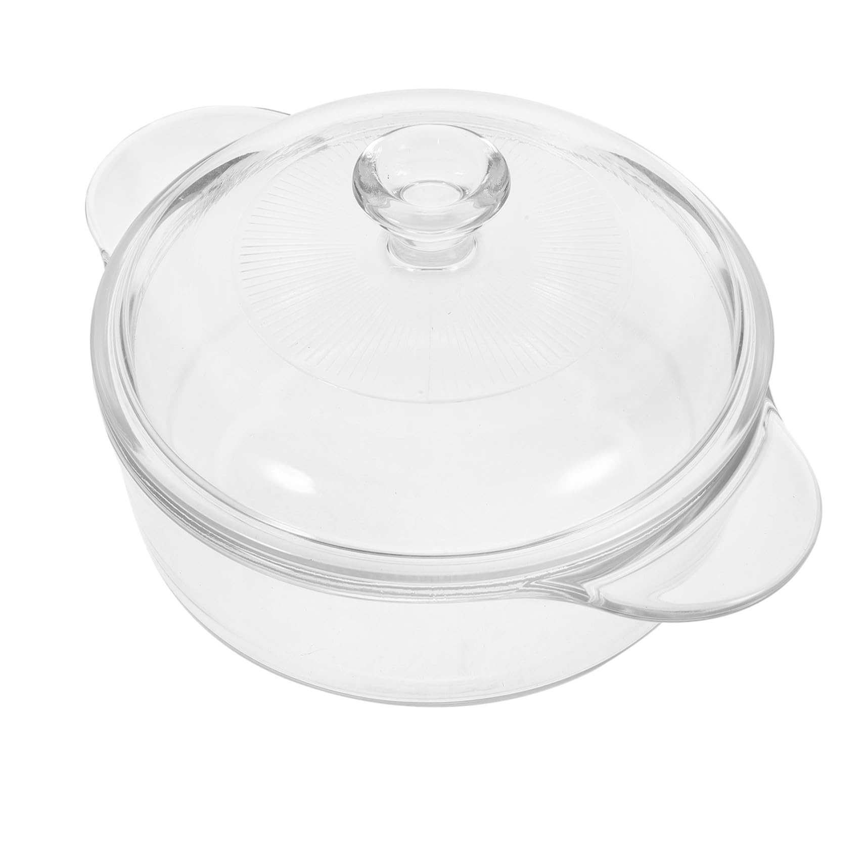 Sosoport Cuenco de Vidrio 1l con Tapa y Asas Dobles para Ensalada | Resistente al Calor, Vertido Fácil, Almacenamiento Sencillo, Manejo Cómodo y Transporte Práctico