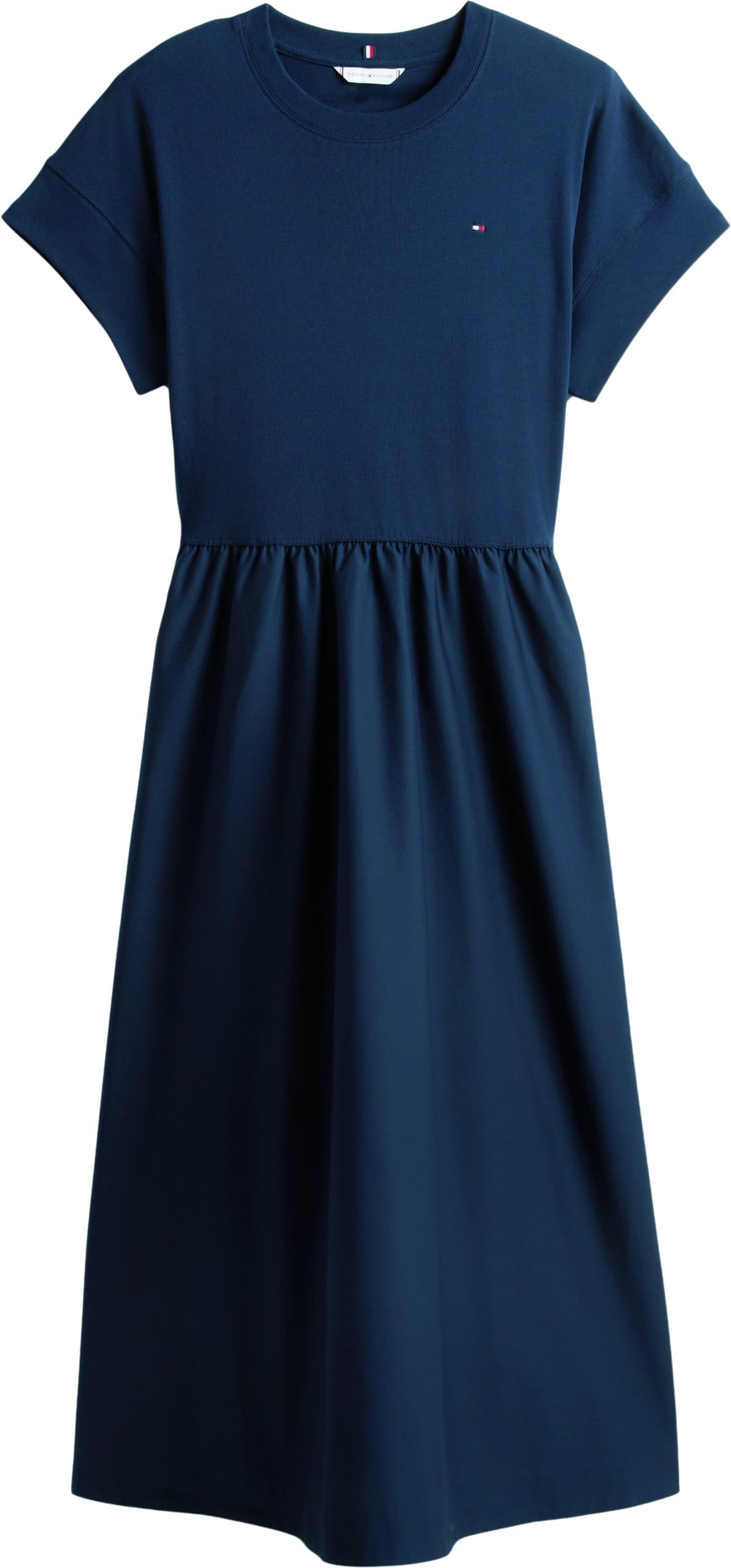Tommy Hilfiger Damen Cody Mix Media C-nk Midi Dress Ww0ww51148 Ausgestelltes Kleid (1er Pack)
